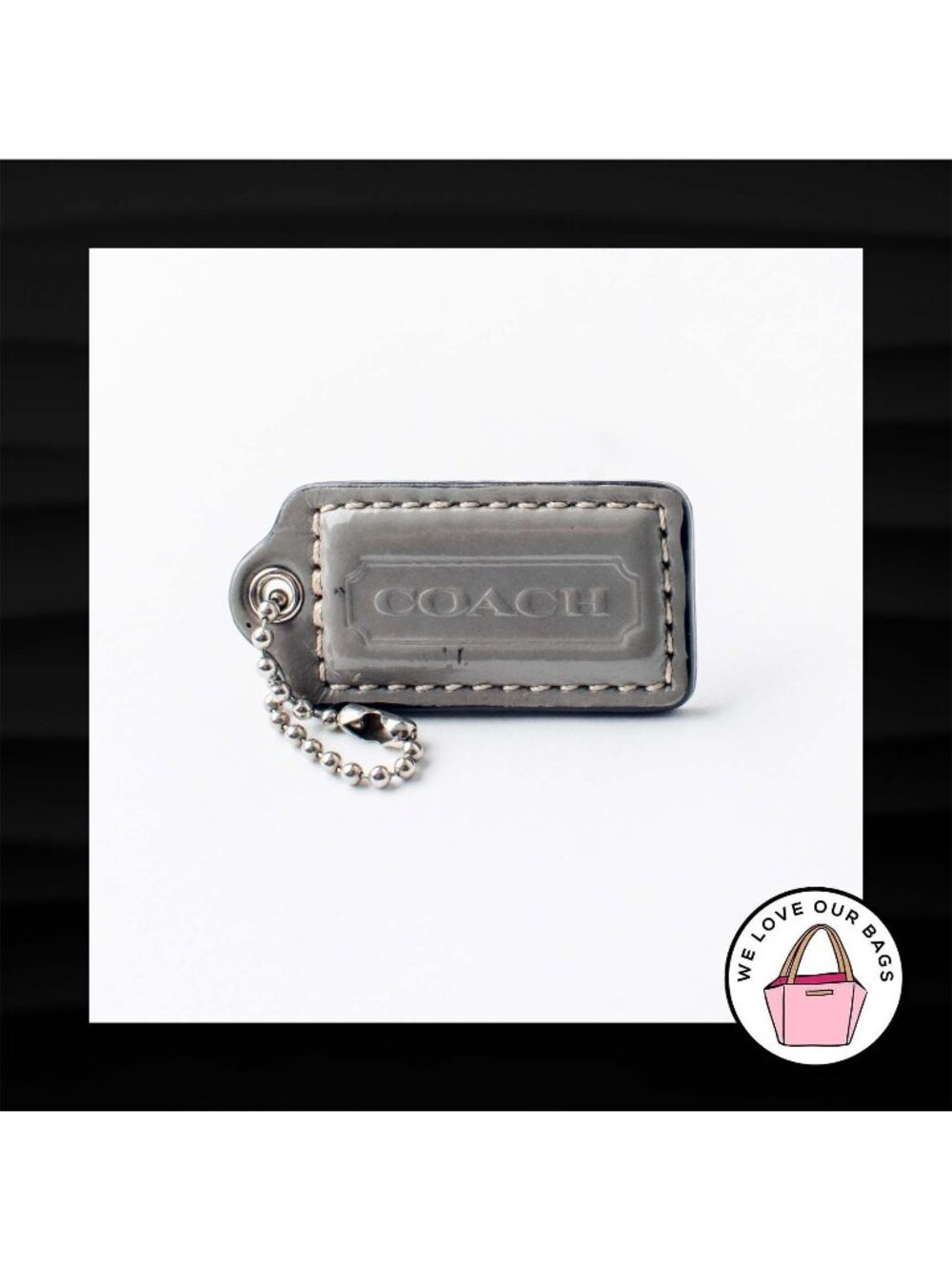 2" Medium COACH GRAY PATENT LEATHER KEY FOB
